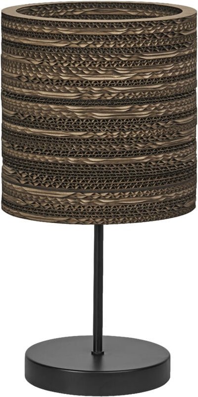 Tischleuchte Decor Cardboard Cylinder braun aus Wellpappe, E27, 200 mm Durchmesser, Leuchtenschirm aus recyceltem Materi...