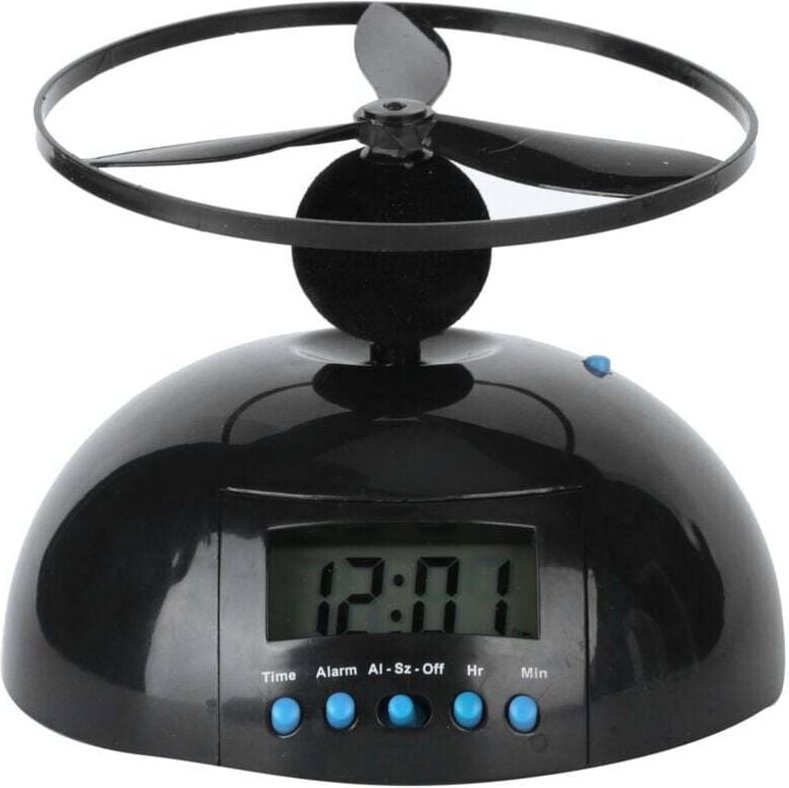 Beleuchteter Wecker, neuartiger tragbarer LCD-Wecker im Flugdesign, Mini-Hubschrauber-Uhr mit rundem Propeller für die S...