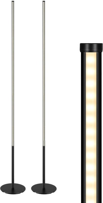 Edishine - Moderne led Stehlampe dimmbar, 3000K warmweiß, 147cm, Schwarz, 2er Set