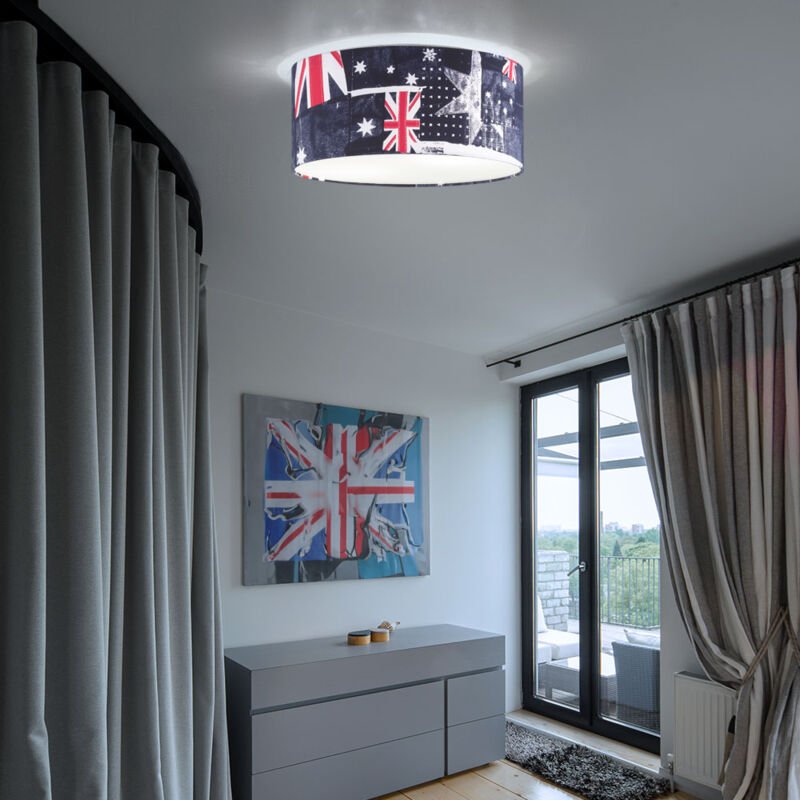 Honsel Leuchten - Deckenlampe mit Flagge Union Jack Britische Flagge Deckenleuchte weiß rot blau, 2x E27, Durchmesser x ...