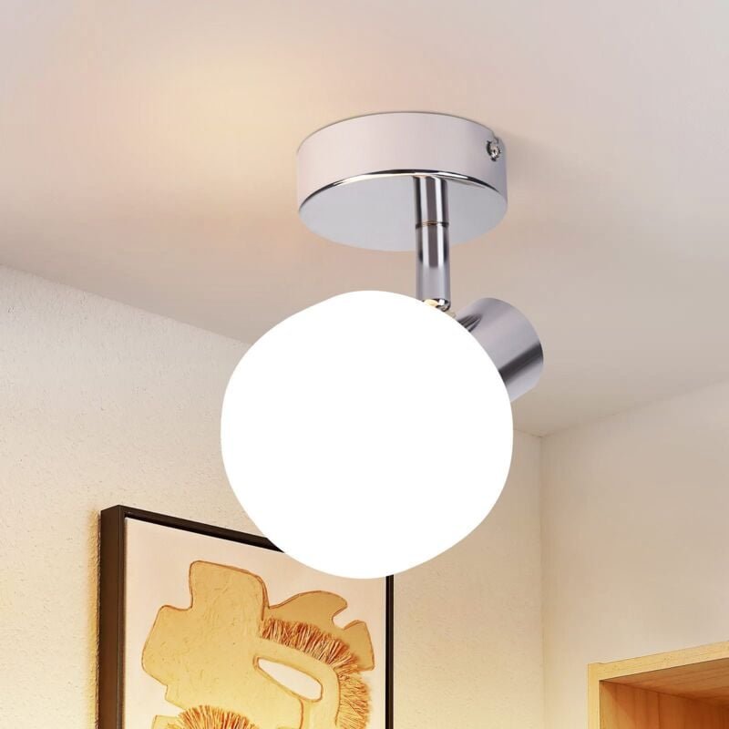 Deckenstrahler 1 Flammig Deckenleuchte Flur - Deckenlampe Weiß Strahler Innen Vintage Glas Deckenspots Morden E14 Design...