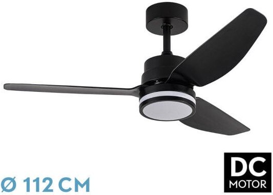 Abrila -Ventilator dc jarama - Schwarz mit drei Flügeln mit 6 einstellbaren Geschwindigkeiten 3 Temperaturen de Licht wä...