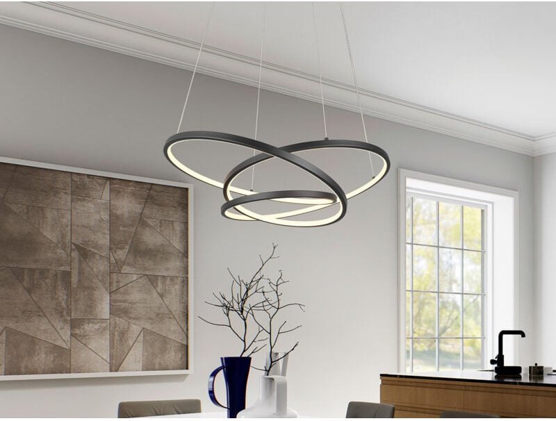 Thumbnail - Trio - Große dimmbare led Pendelleuchte darvin Schwarz, Breite 84cm