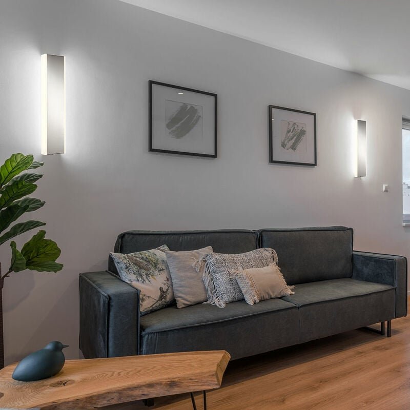 Wandlampe LED Wandleuchte 2 flammig Glas Flurlampe satiniert, Metall nickel matt, 2x 12W 2x 925lm warmweiß, BxH 11 x 44 ...