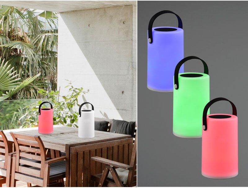 Meinewunschleuchte - Kleine Akku Tischleuchte 2er set rgb, Solar & usb aufladbar,Höhe 20cm