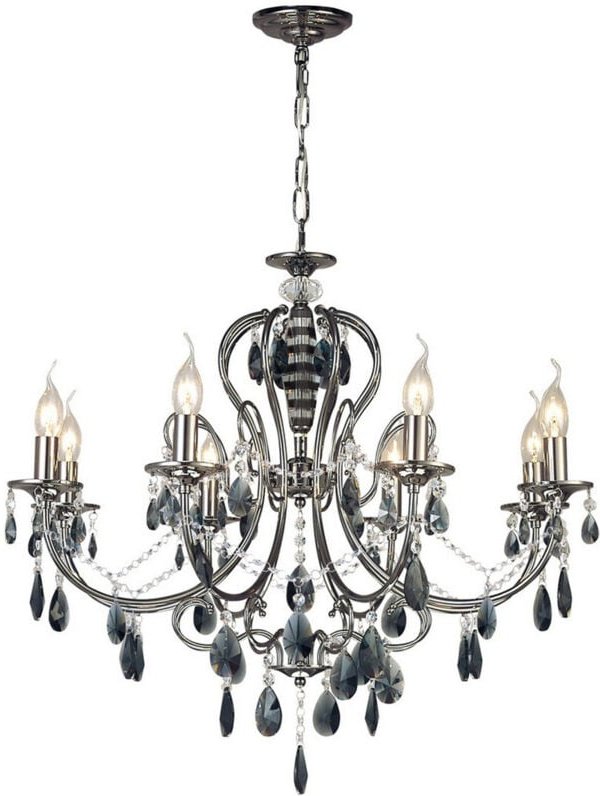 Inspired Luna Kristalldecke 8-flammig E14 Schwarz Chrom/Kristall