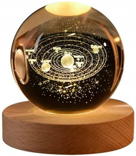 cm 3D-Glaskugel-Nachtlicht, USB-betrieben für Kinder, Sonnensystem