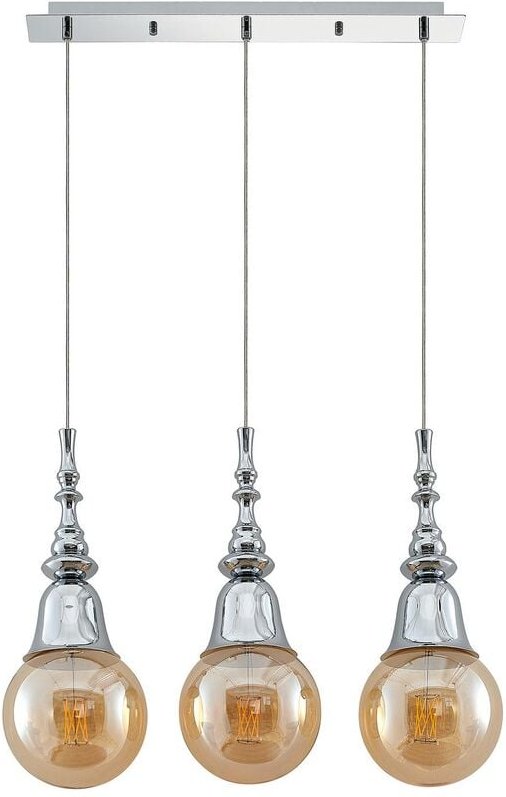 Gesja Pendellampe, 3-fl., lang, chrom - chrom - Lucande