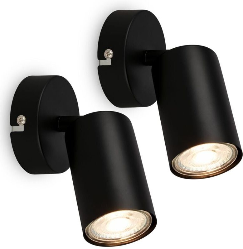 Briloner TIB 2er Set LED Wandspot, Schwenkbar, exkl. 1 x LED/GU10 max. 9 W, Schwarz, Ø8x15,5 cm