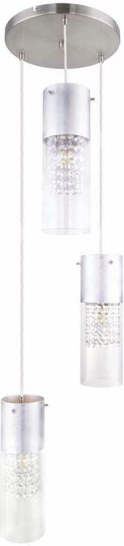 Pendelleuchte Modern Glas Kristall Pendelleuchte Küche Hängelampe Esstisch Glas, Blattsilber, 3x E27, DxH 30 x 120 cm