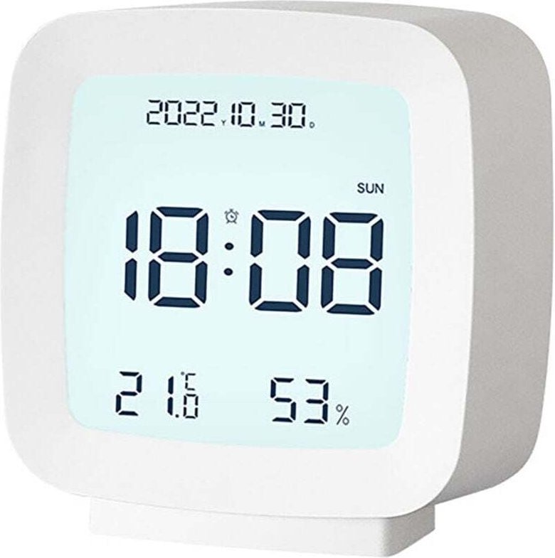 Réveil Enfant Numérique LED avec Affichage Température et Humidité Intérieur Blanc