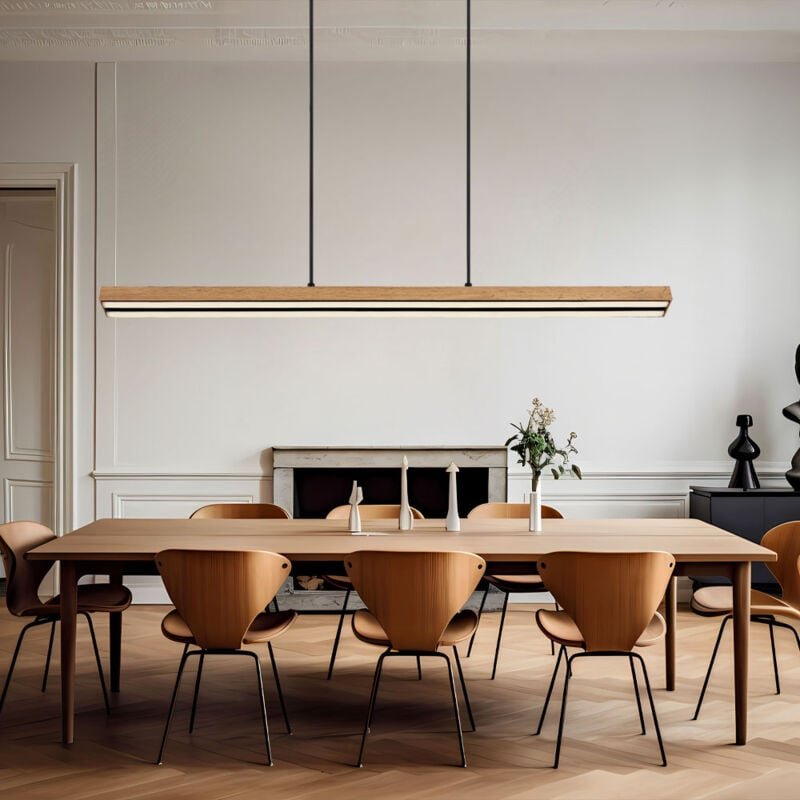 Holzleuchte Pendellampe led Esstisch Pendelleuchte Holz rustikal, 3 Stufen Memory Funktion, Holzoptik schwarz matt opal,...