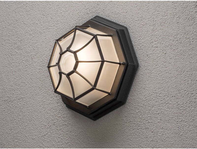 Konstsmide - Wandleuchte / Deckenlampe für Außen schwarz mit gefrostetem Acrylglas ø 27cm