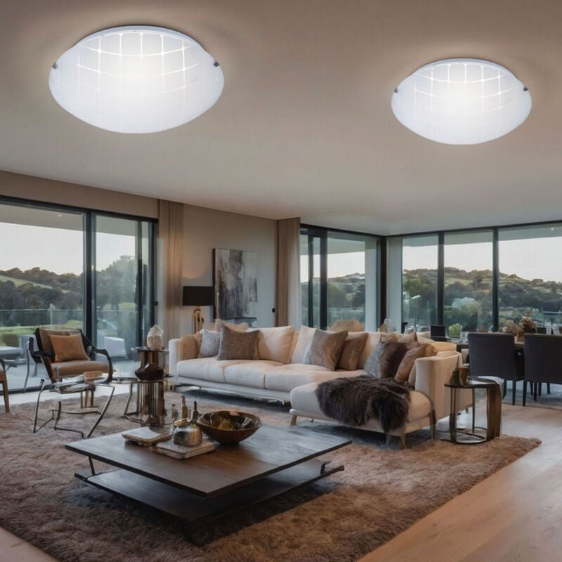 Deckenlampe Deckenleuchte Wohnzimmerleuchte Flurlampe Schlafzimmerlampe, Chrom Glas opal, led 8W 600Lm warmweiß, DxH 25x...