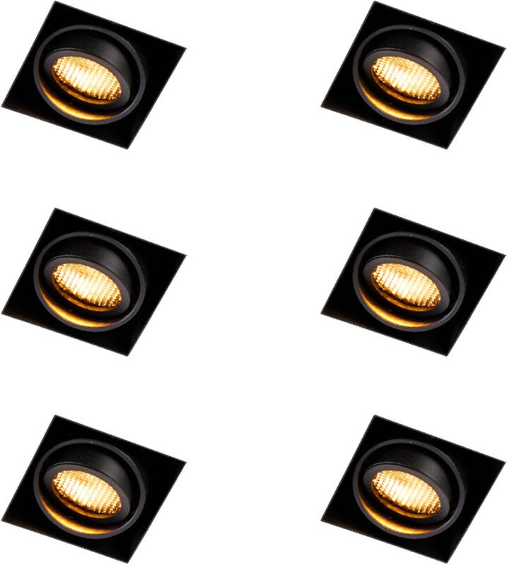 Set mit 6 Einbaustrahlern schwarz verstellbar rahmenlos - Oneon Honey