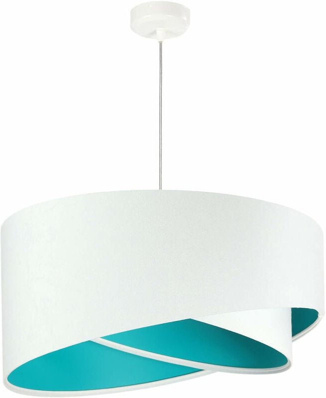 Thumbnail - Licht-erlebnisse - Pendelleuchte Weiß Türkis Stoff Ø50cm Modern brando Esszimmer Wohnzimmer