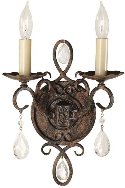 Wandleuchte Kristallleuchte Flurlampe Kerzenleuchter-Optik bronze Stahl 2x E14