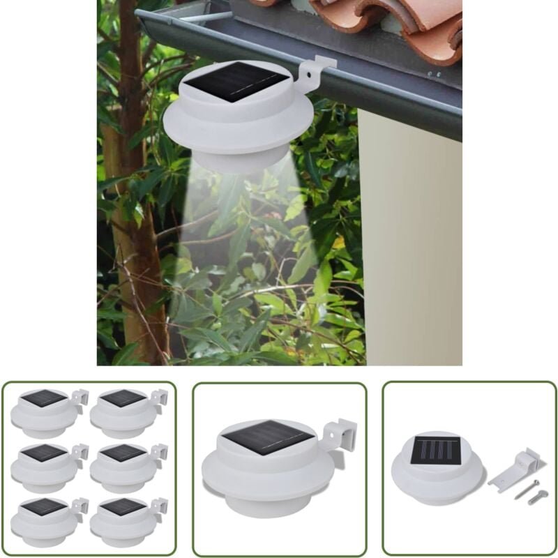 6x Außenlampe Sonnenlichtset Zaunlicht Dachrinne-Licht weiß - led Solarleuchte - Gartenbeleuchtung - Außenscheinwerfer -...