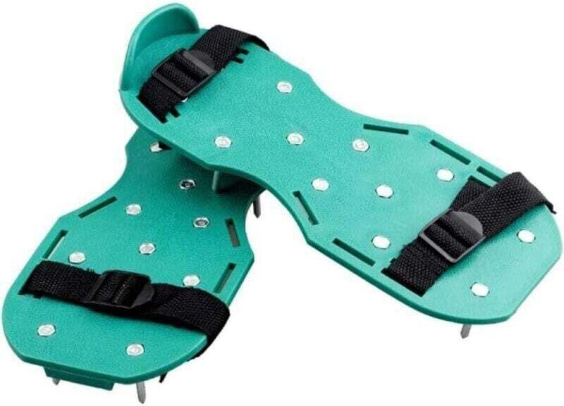 Manueller Vertikutierer – 2x Nivelliernagelschuhe mit 25-mm-Sohlen und Spikes – Verstellbare Rasenschuhe für Rasenlüfter...