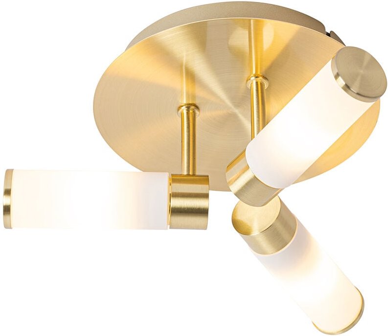 Qazqa - Moderne Badezimmer-Deckenleuchte Messing 3-flammig IP44 - Bath