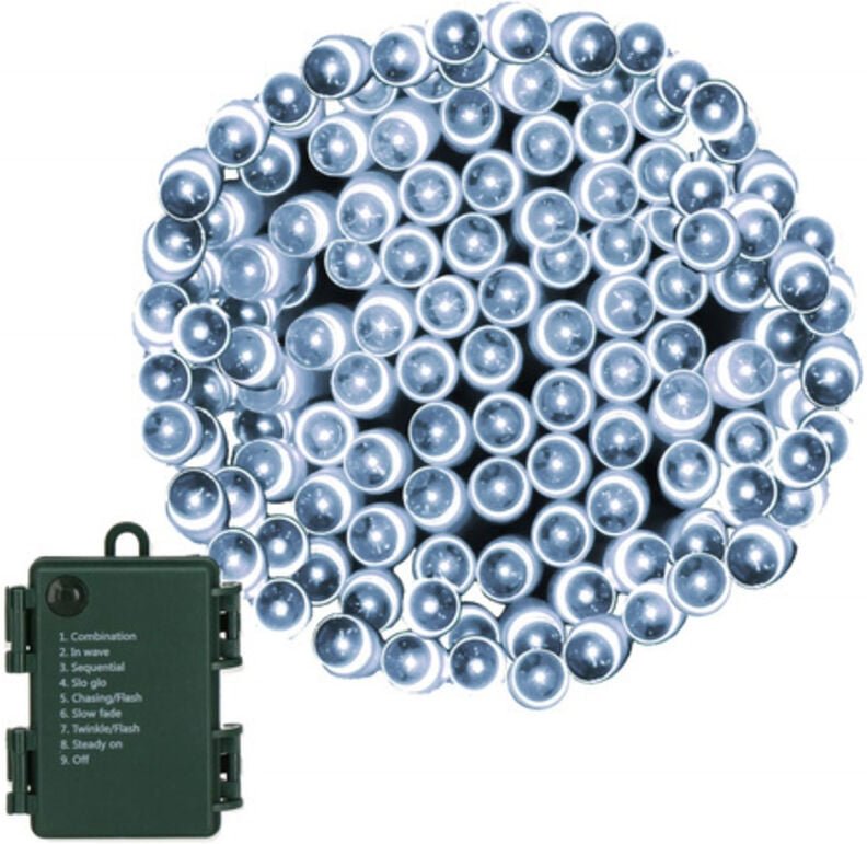 SPRINGOS Lichterkette mit Timer Weihnachtsbaumbeleuchtung 10,5 m batteriebetrieben Outdoor Indoor 100 LED 8 Modi Kaltwei...