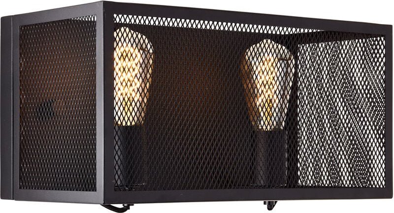 Brilliant Lampe Maze Wandleuchte 2flg schwarz korund Metall/Bambus schwarz 2x A60, E27, 40 W