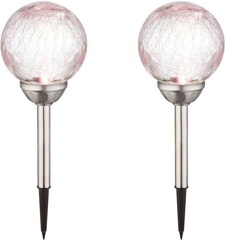 2er Set led Solarleuchten Gartenkugeln 15cm mit Farbwechsel, Erdspießleuchten