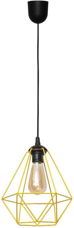 Karo Drahtgestell Pendelleuchte Schwarz, Gelb 24cm - Helam
