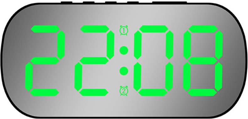 Digitaler Wecker, kleiner Tischwecker, LED-Spiegeldisplay, zwei Alarmstufen mit Schlummerfunktion, 5 Helligkeitsstufen e...