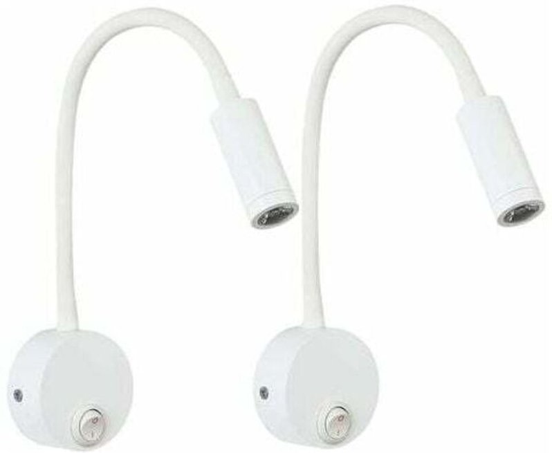 Set mit 2 weißen Leselampen, flexibler Schwanenhals, LED-Wandleselampe (3 W) mit Schalter für Schlafzimmer, Wohnzimmer, ...