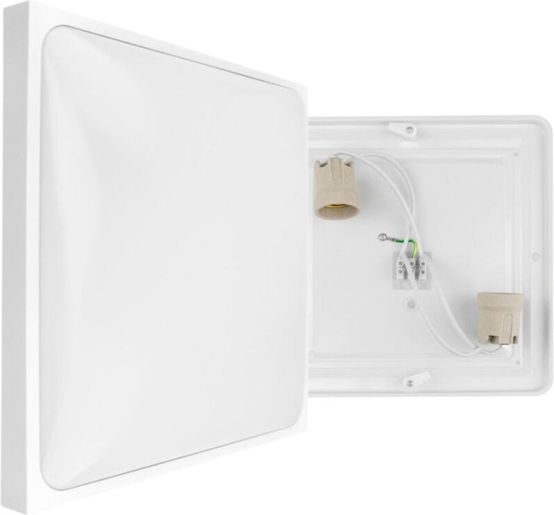 Quadratische Deckenleuchte für zwei Glühbirnen 2x E27 Weiß Aufbau