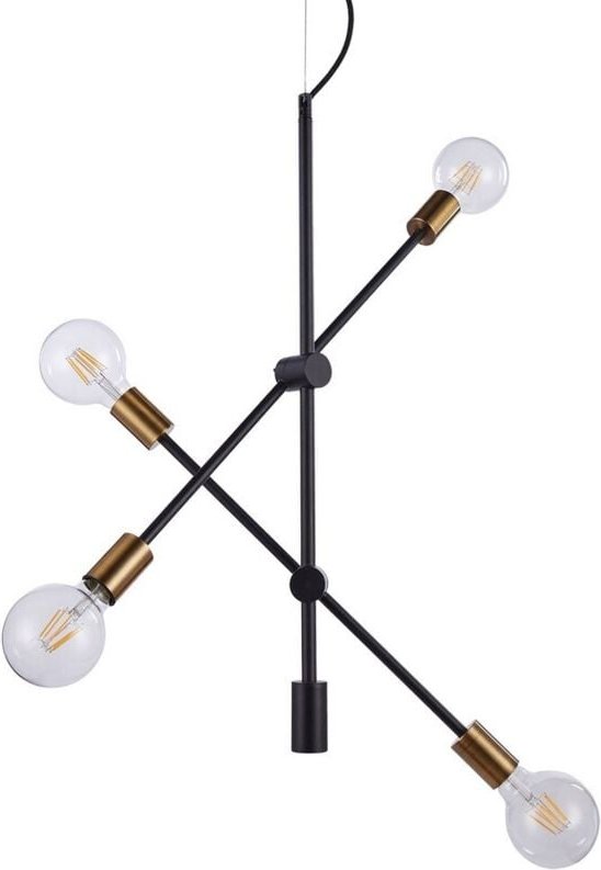 Italux Edmond - Industrie- und Retro-Anhänger schwarz matt, Gold 4 Light, E27