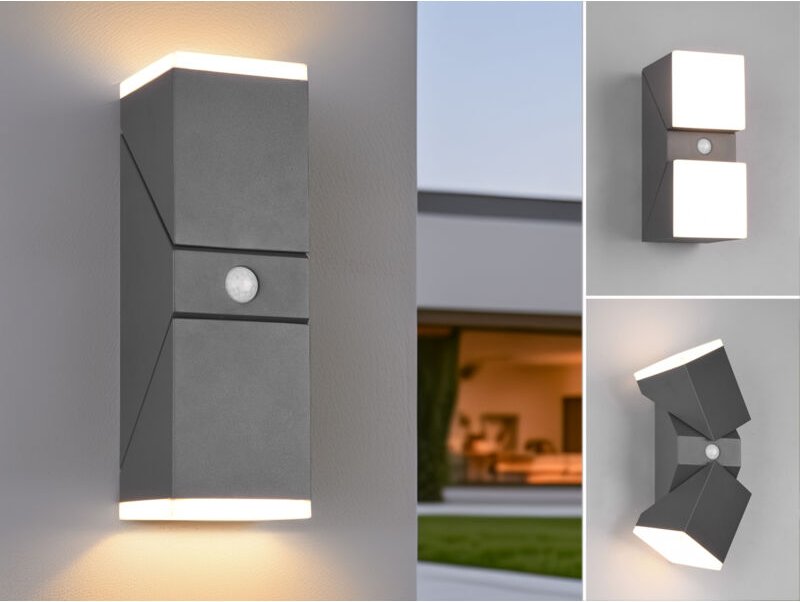 Schwenkbare led Außenwandleuchte avon mit Bewegungsmelder, h: 28cm