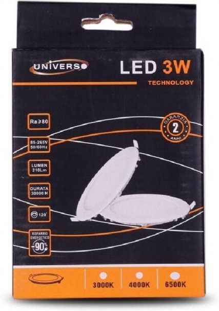 Trade Shop Traesio - Trade Shop - slim led panel 3W einbau rund aus pvc warm kalt naturweiss P73AT -