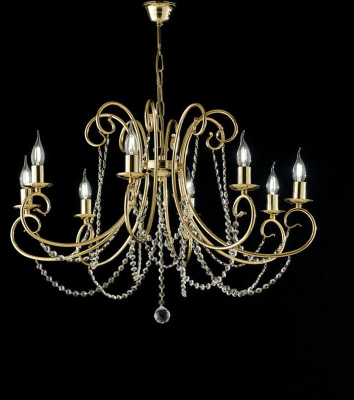 Bonetti Illumina - Magda - Goldener Eisenkronleuchter 8 Lichter 118 - Ø74 - BL146-8-OR