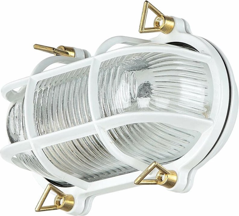 Thumbnail - Licht-erlebnisse - Wandleuchte außen Echt-Messing IP64 Weiß E27 Maritim Wandlampe außen Terrasse