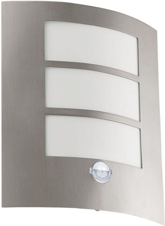 Eglo - Außen-Wandleuchte City edelstahl 26 x 23,5 cm mit Bewegungsmelder E27 Außenwandleuchte