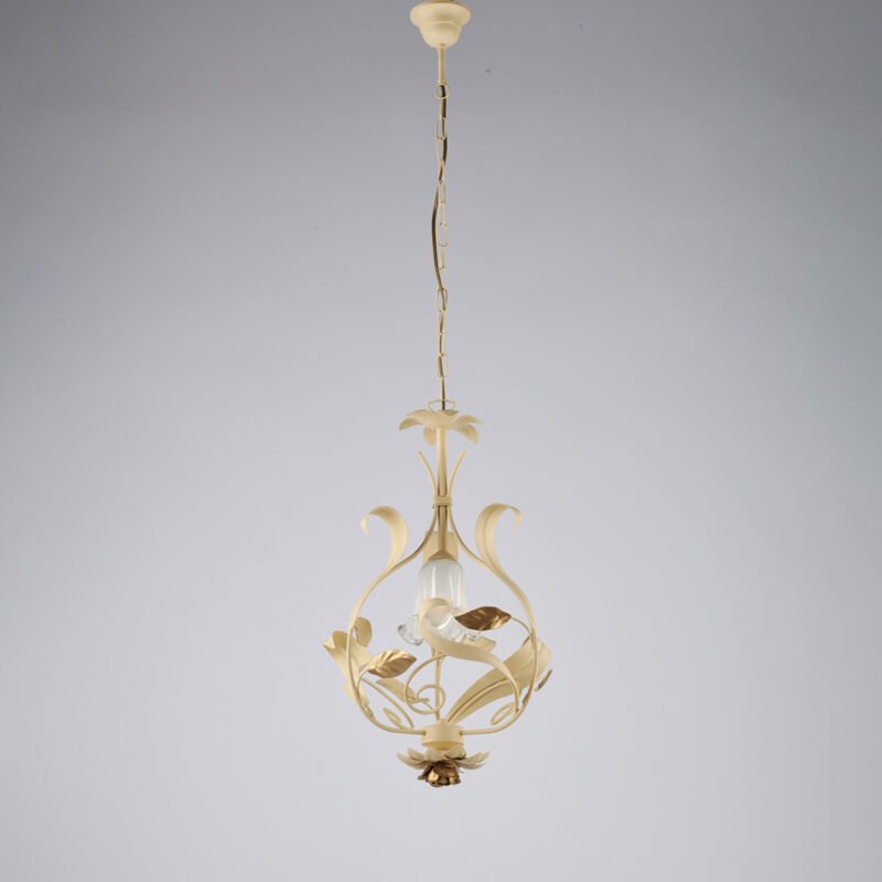 Bonetti Illumina - Cesto – Kronleuchter aus elfenbeinfarben gebeiztem und lackiertem Eisen, 1 Licht 112 – Ø33 – BL274-1-...