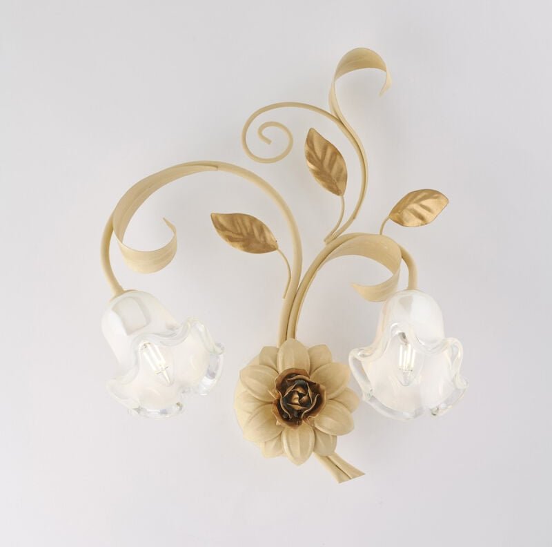 Cesto – Wandleuchte aus elfenbeinfarbenem, decape-lackiertem Eisen, 2 Lichter .42 – P.20 – BL274-AP2-AV