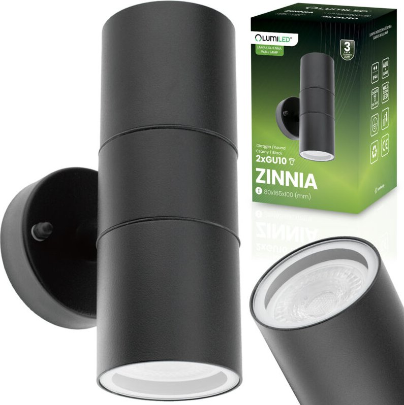 Gartenwandleuchte, Fassadenwandleuchte, von oben nach unten, LED, GU10, IP44, ZINNIA, Schwarz, LUMILED