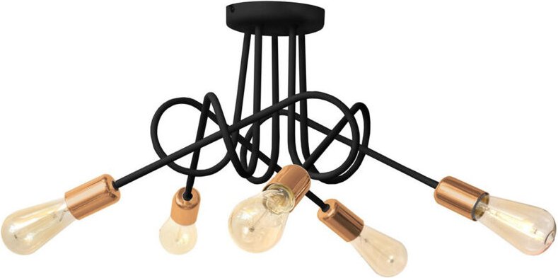 Oxford Halbbündige Deckenleuchte mit mehreren Armen Schwarz, Kupfer 50cm - Helam