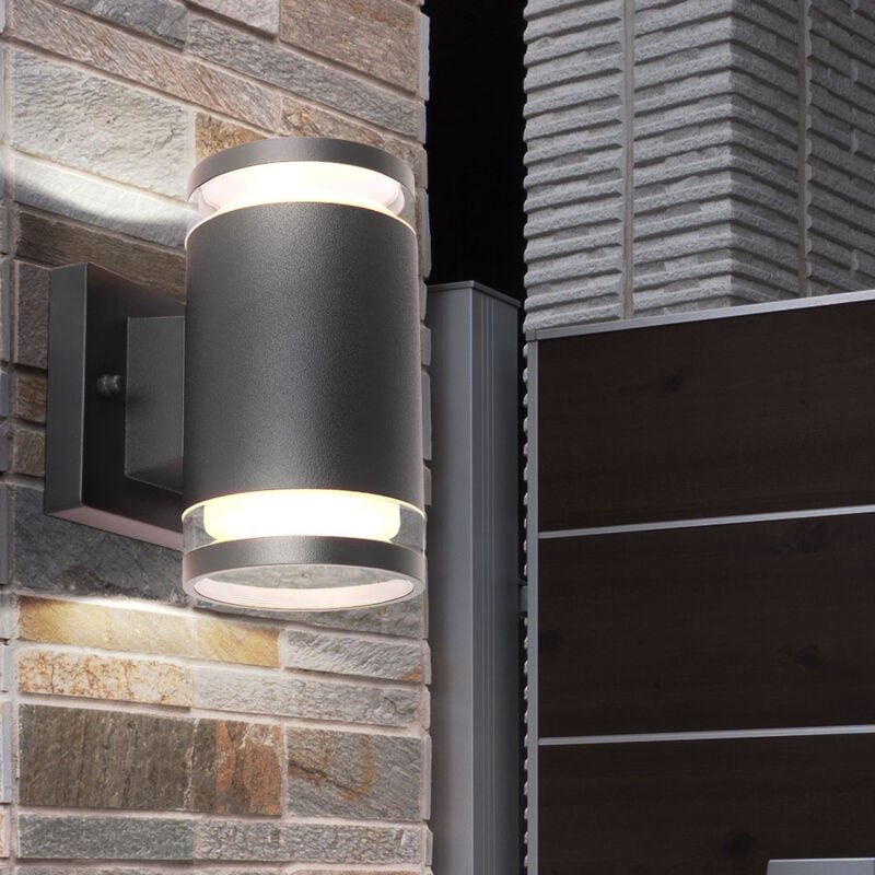 Thumbnail - Außenwandleuchte anthrazit Fassadenleuchte Gartenlampe Aluminium Wandlampe Außen, auf-und abwärts leuchtend, 2x GX53, Bx...