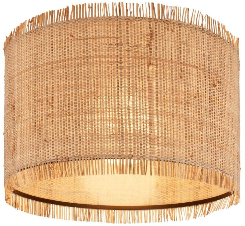 Briloner - Borra Deckenlampe, Strohschirm, Boho-Stil, E27 Fassung, Natur, Ø40 x 28 cm