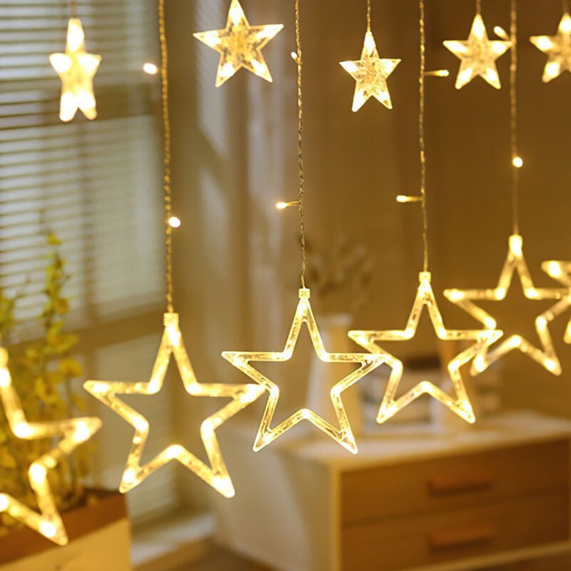 Thumbnail - TolleTour 138 LED Lichterkette Sterne Weihnachtsbeleuchtung Sternenvorhang mit 12 Sternen mit 8 Modi und Memory-Funktion