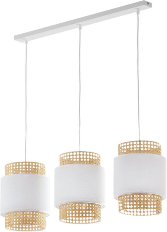 TK Boho Bar Pendelleuchte Deckenleuchte Weiß, Rattan 3xE27