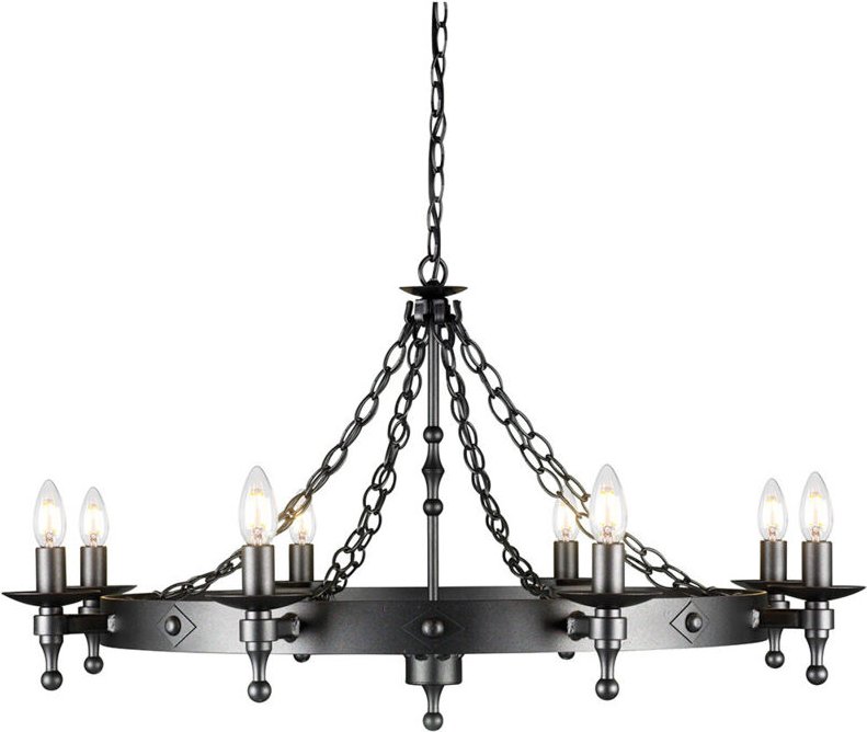 Elstead Warwick - 8 Light Chandelier Graphite Black Finish, E14