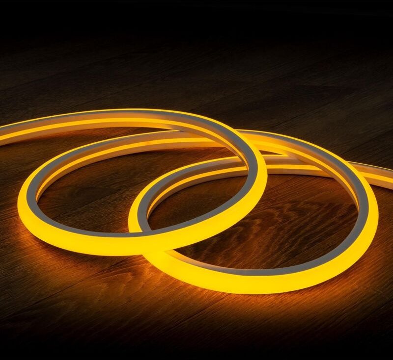 LED-Streifen Neon Dimmbar 220V Gelb Halbrund 180° 7.5W/m Schnitt 100cm IP67 nach Maß 50 m