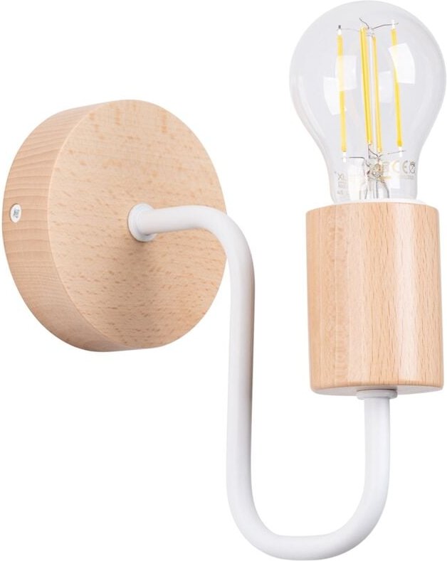 Wandleuchte Nexus 1 E27 Weiß Holz Lumilo 16.589.64