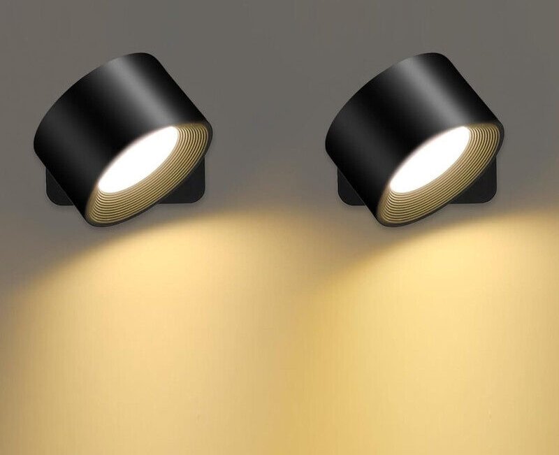 COMELY Wiederaufladbares LED-Nachtlicht mit USB-C-Anschluss, 2er-Pack, Schwarz, Sanftes Umgebungslicht, Für Kinderzimmer...