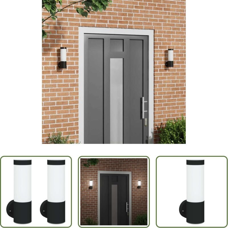 vidaXL Außenbeleuchtung - Außenwandleuchte 2 pcs Schwarz 12 x 8,5 x 27 cm